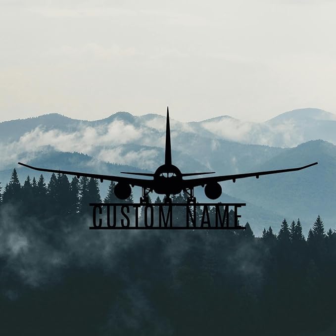Personalized Metal Airplane Wall Art, Airplane Name Sign, Customized Pilot Name - Image 5