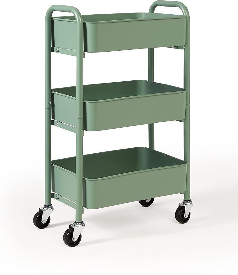 SunnyPoint 3-Tier Delicate Compact Rolling Metal Storage Organizer - Image 2