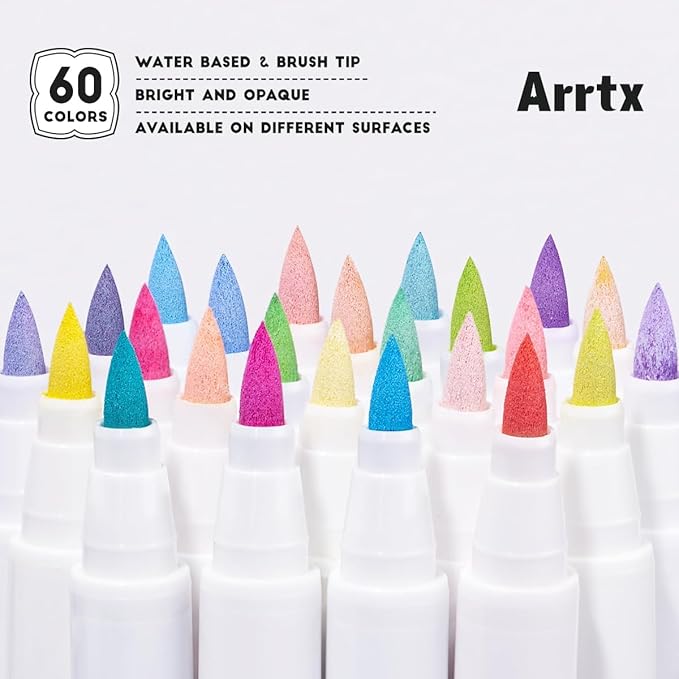 Arrtx Paint Markers Paint Pens 60 Colors, Acrylic Pens - Image 8