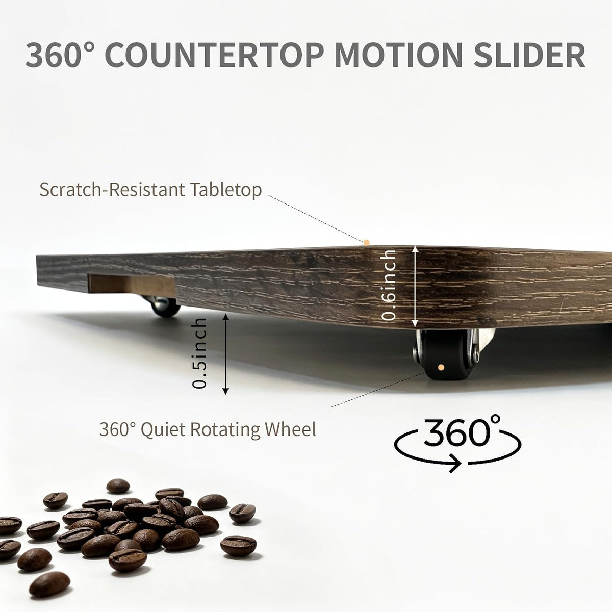 Appliance Slider 360° Rolling Tray for Coffee Maker,Wood Coffee Maker Mat