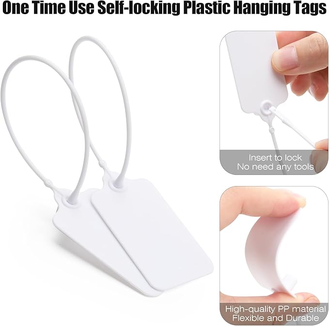100 White Blank Plastic Tags for Labeling Waterproof Hanging Labels Writable - Image 5