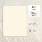Ivory Cardstock 8.5 x 11, Cream Cardstock 80lb 100 Sheets, GIGYES Card Stock - Image 2