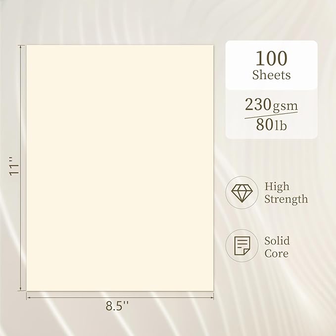 Ivory Cardstock 8.5 x 11, Cream Cardstock 80lb 100 Sheets, GIGYES Card Stock - Image 2