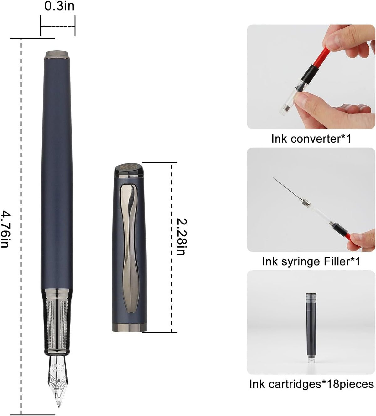 Calligraphy Fountain Pen Set - Includes 5 Nibs, Ink Bottle, Ink Refill Conver...