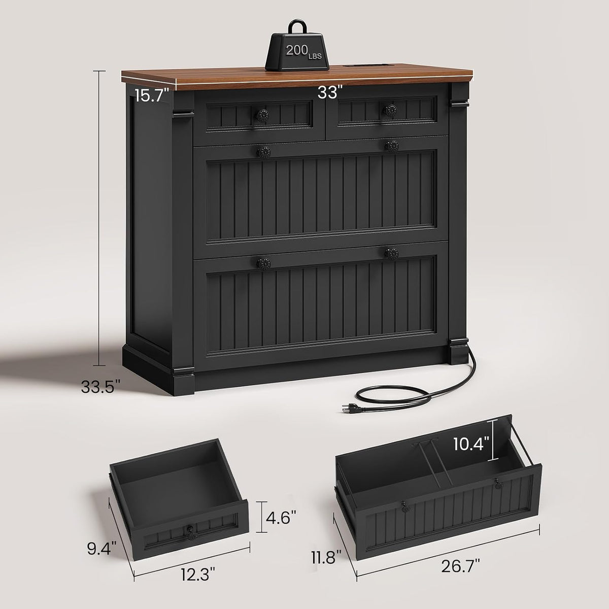 sedeta 4 drawers file cabinet, 33" farmhouse filing shown in use