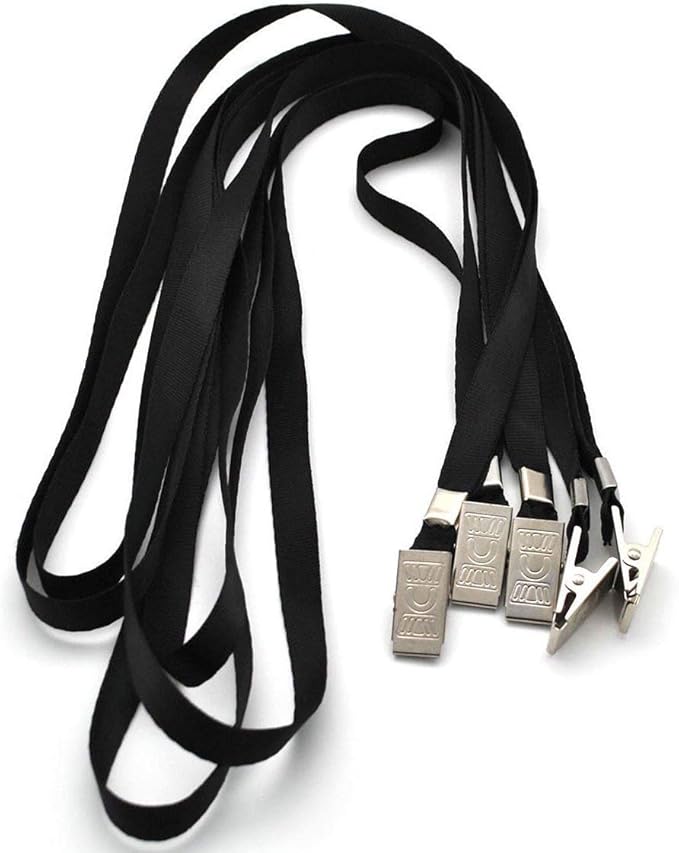 Beebel Black Lanyards 100 Pack Nylon Flat Badge Lanyard Bulldog Clip - Image 3