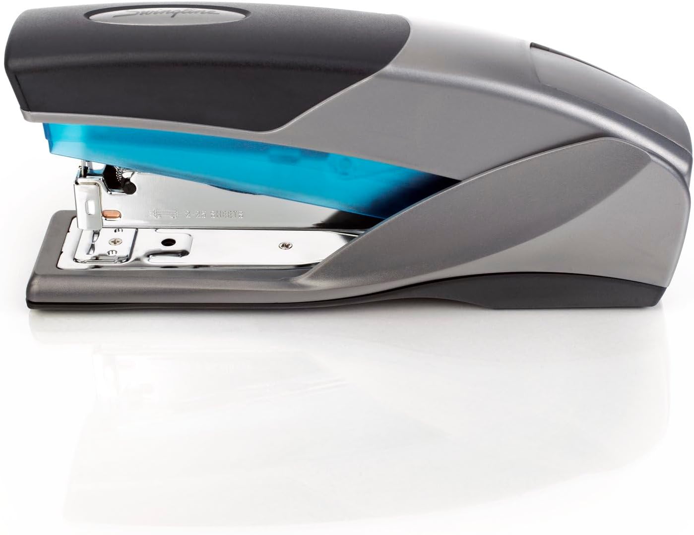 Swingline Stapler, 25 Sheet Capacity, Optima 25, Jam Free, Reduced Effort, Soft Grip, Blue and Gray (66404) (Pack of 6)