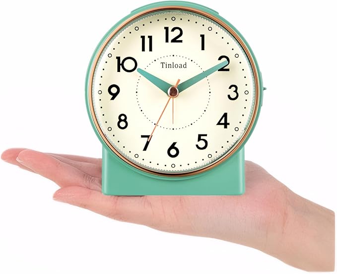 Tinload 4.3" Retro Analog Alarm Clock, Vintage Decor, No Ticking Silent - Image 3