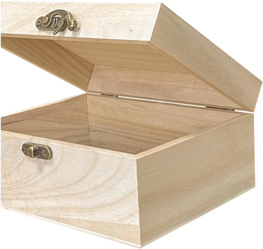 unfinished wooden box with lid rectangle crafts wood showing dimensions
