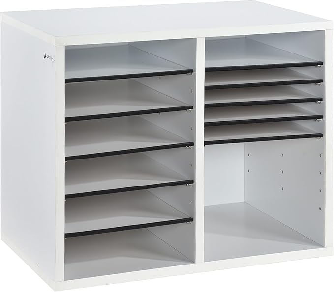 AdirOffice Wooden Adjustable Literature Organizer, 12 Compartment Office Mailbox by AdirOffice