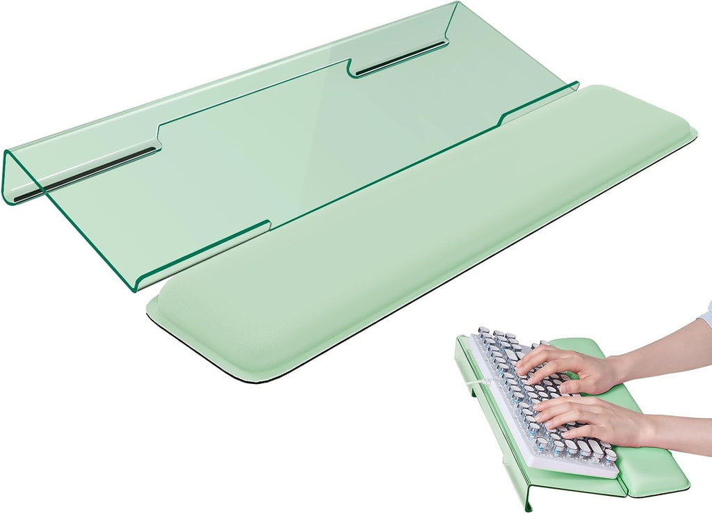 Laborio Computer Keyboard Wrist Rest, Keyboard Riser Stand for Desktop | Green, Ergonomic Acrylic Keyboard Holder, Non-slip Wrist Pad, Pain Relief for Typing, Multiple Colors