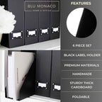 BLU MONACO Foldable Black Magazine File Holder – Set of 6 | Cardboard Desk File - Image 5