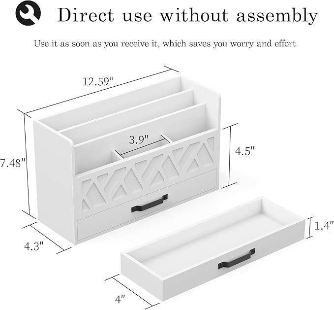 WISUCART Bamboo Mail Organizer Countertop Wood Desk Organizer Drawer Tabletop - Image 7