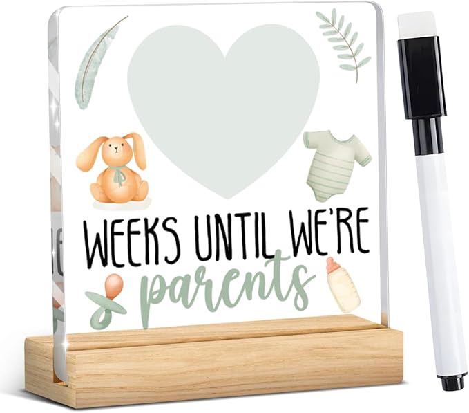 Baby Announcement Gifts for New Parents, Funny Baby Countdown Weeks Acrylic Sign by YUANHAO