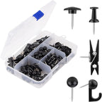 Black Push Pins Set, 5 Styles 140-count Thumb Tacks Map Pins, Steel Point and by Yalis