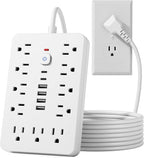 JouleLoom 15 FT Flat Plug Surge Protector Power Strip, 11 Multiple AC Outlets by JouleLoom