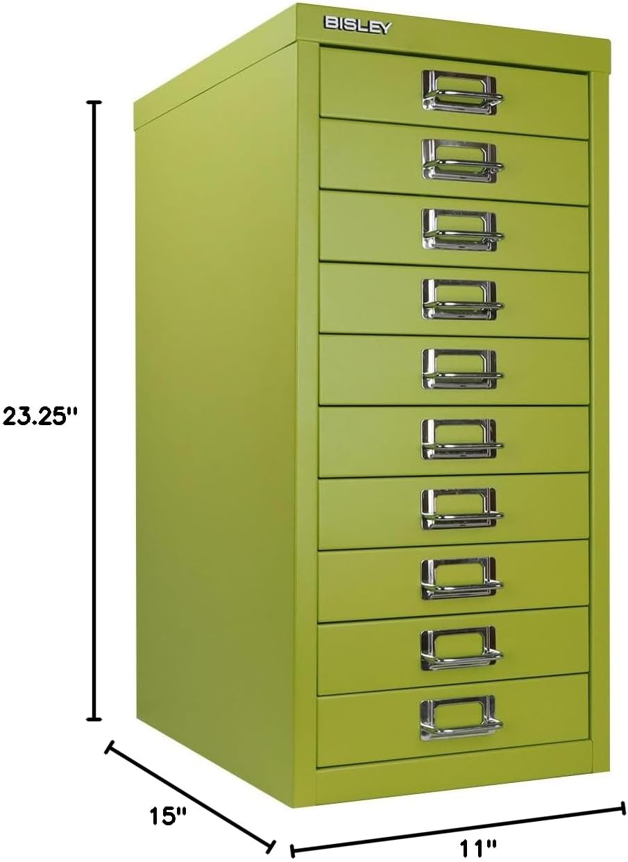 10-Drawer Steel MultiDrawer Cabinet - Green, by Bisley