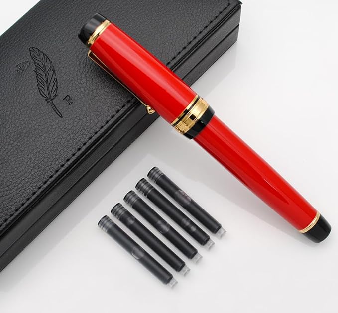 xixixiaozhu Metal Big Fountain Pen Set Medium Nib 0.7mm, Includes Ink Refill - Image 2
