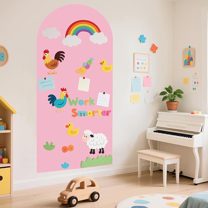 WUPIOS Magnetic Wall Decal Pink 39.3x17.5 Inch Arch Magnetic Chalkboard by WUPIOS
