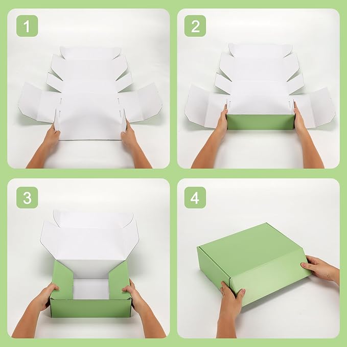PHAREGE 12x9x4 inch Gift Shipping Boxes Bulk 6 Pack Green, Tab Lock Tuck Top - Image 7