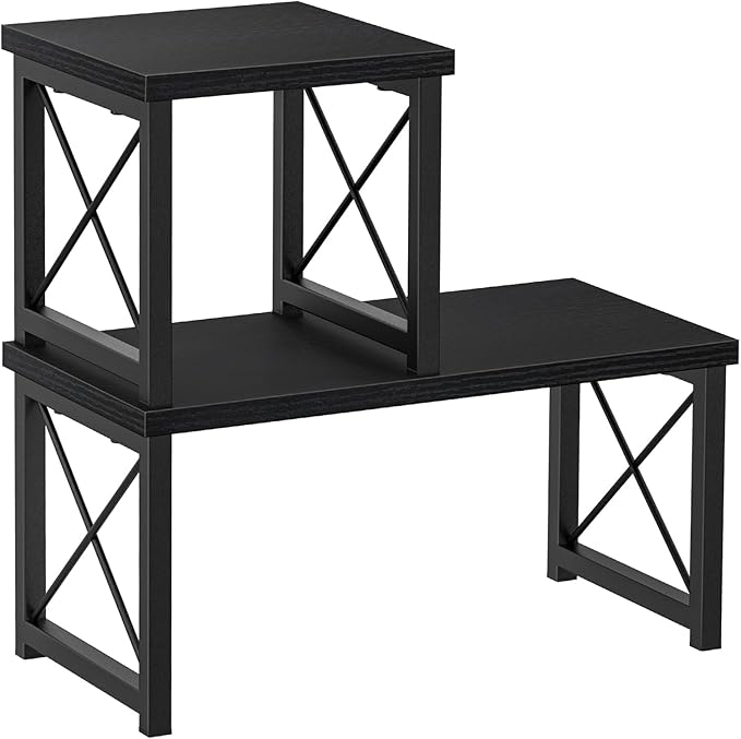 Honiter Desk Shelf Desktop Organizer 2 Tier Wood Small Bookshelf, Rustic Brown - Image 9