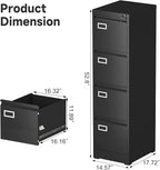 4 Drawer File Cabinet with Lock, High-Capacity Vertical Metal Filing Cabinet - Image 3