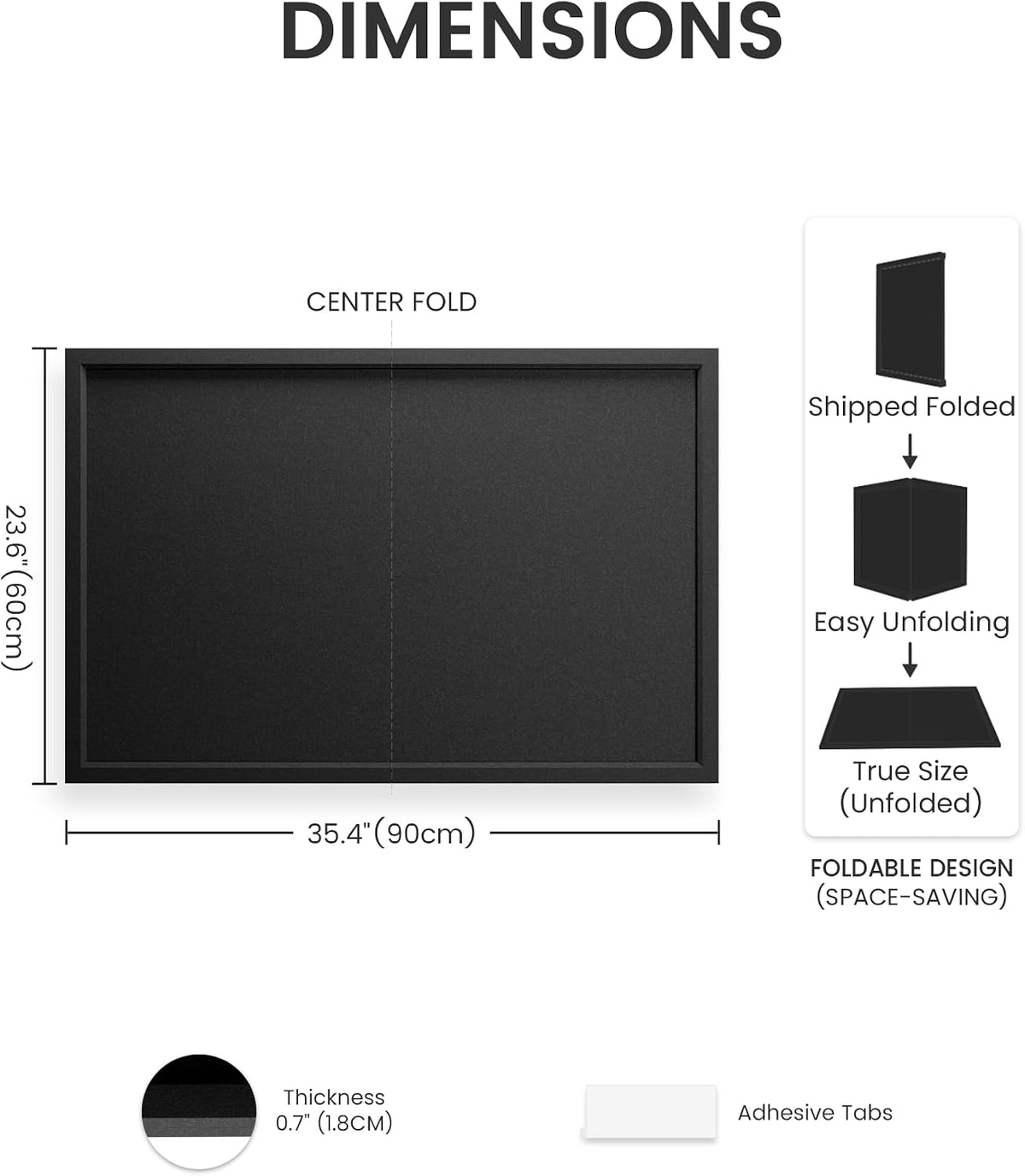 Fluxynara Framed Felt Bulletin Board, 35.4" x 23.6", Black