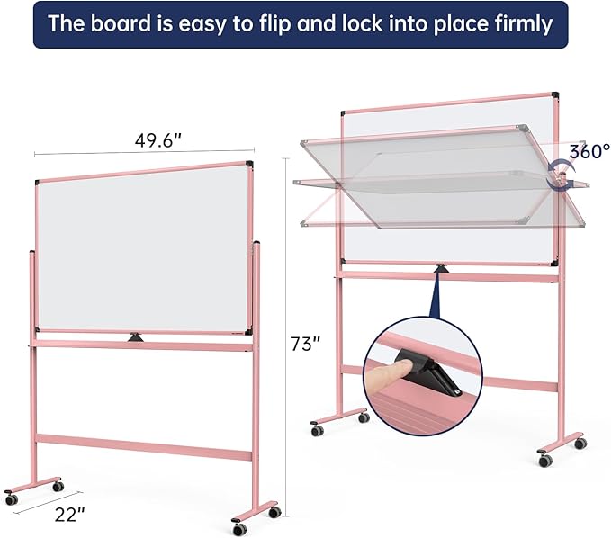 Large Dry-Erase Rolling Magnetic Whiteboard - Image 2