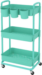 JIUYOTREE 3-Tier Plastic Rolling Storage Cart Utility Cart - Image 8