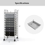 Giantex 10-Drawer Storage Cart w/Universal Wheel, Rolling Cart w/Handle - Image 3