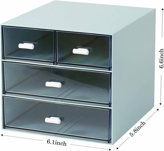 MILULUGO Makeup Organizer with 4 Drawers, Desk Organizer, Cosmetics Storage Box - Image 3