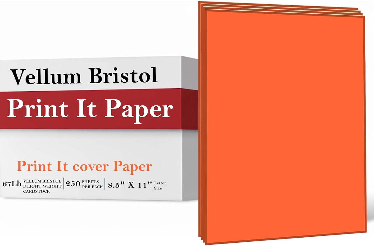 Print It - Vellum Bristol Colored Cardstock Cover Paper, 67 Lb, 8.5" X 11”