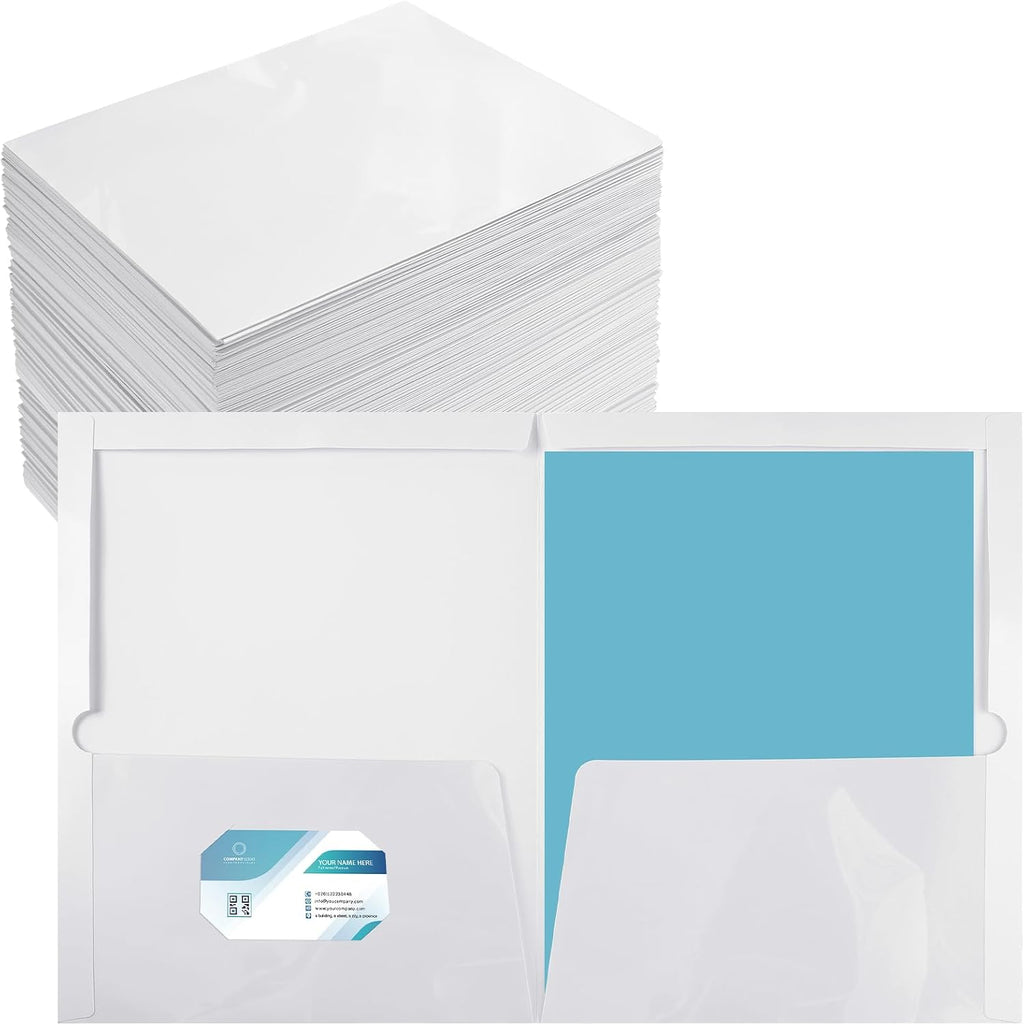 Yeaqee 125 Pack 2 Pockets Glossy Laminated Paper Folder First Day of School