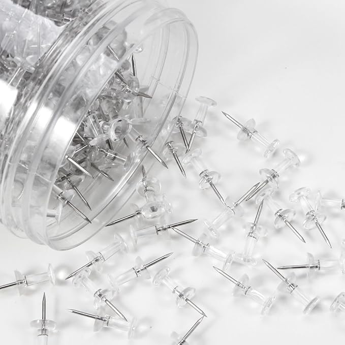 Yalis Push Pins 600 Count, Standard Clear Thumb Tacks Steel Point and Clear - Image 2