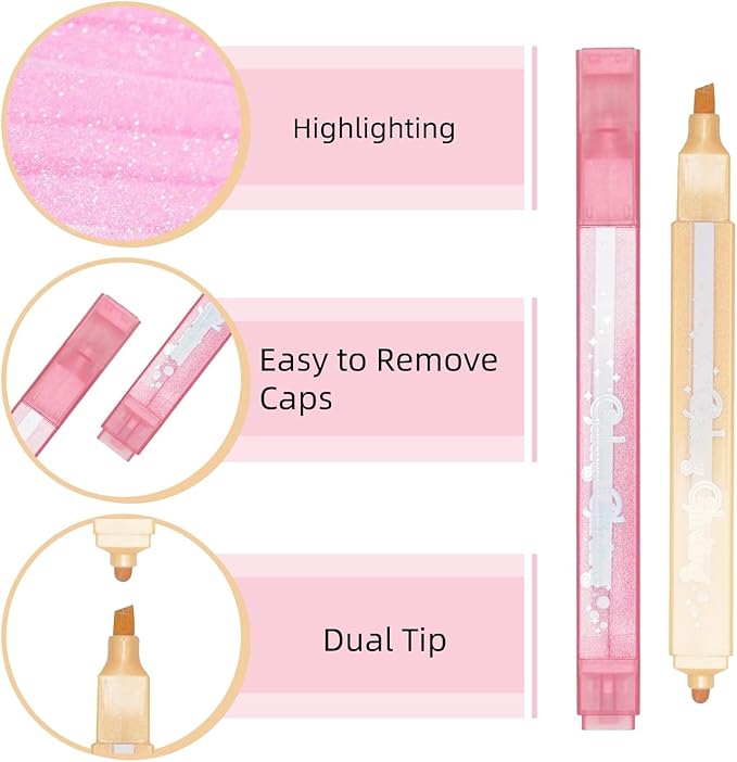 EooUooIP Aesthetic Highlighters, Dual Tip Cute Highlighter Assorted Colors - Image 3