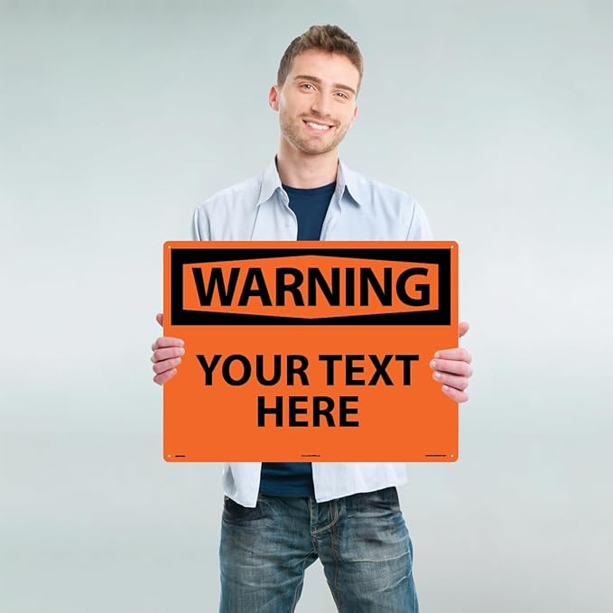 Custom OSHA Style Warning Sign 18" x 24" Aluminum Sign, Customizable "Your Text - Image 2