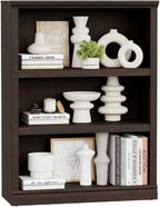 blini 3-Shelf Bookcase Wooden Bookshelves Dark Cherry 33in Wide Floor Standing by blini
