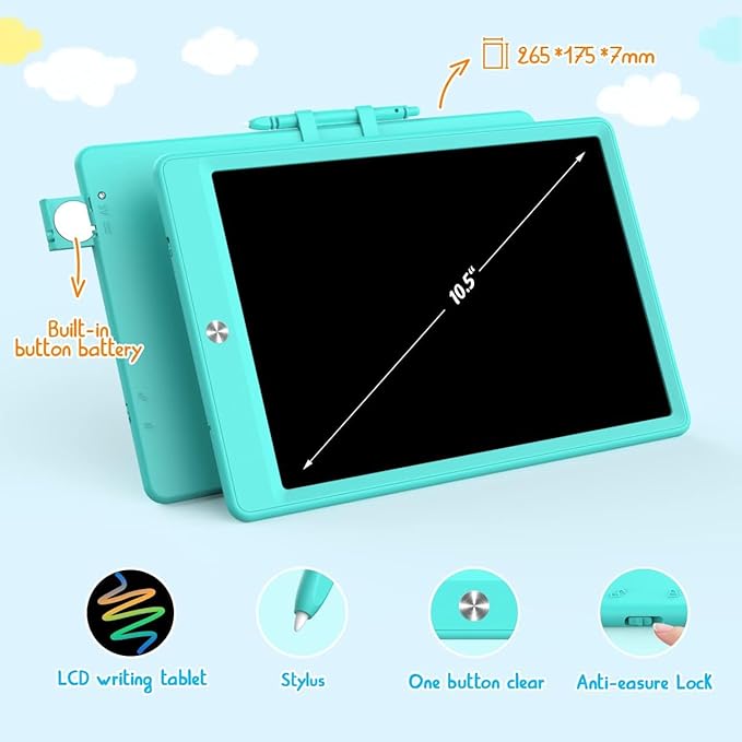 BUKEBU LCD Writing Tablet Doodle Board, 10.5 inch Colorful Drawing Pad - Image 2