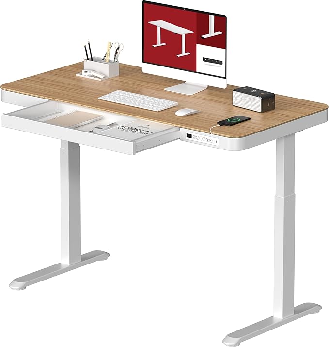 Standing Desk with Drawer, Electric Height Adjustable Home Office Desk with by sanodesk