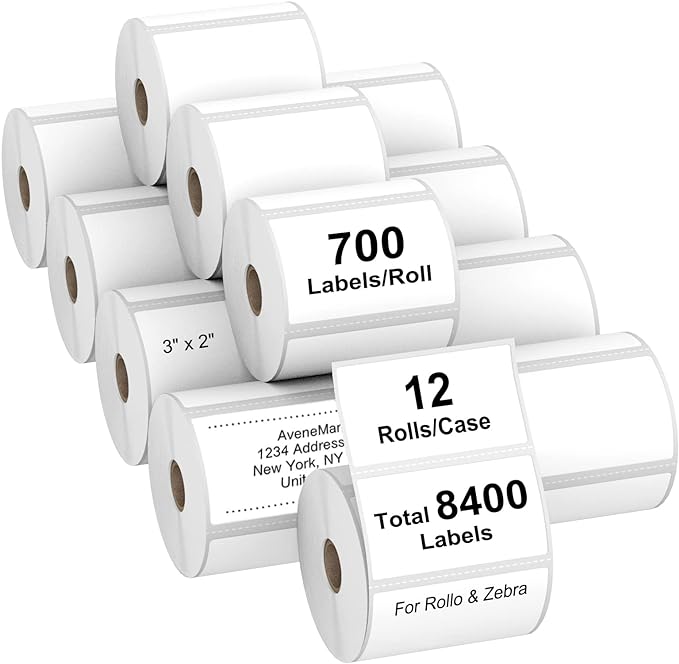 AveneMark 12 Rolls 3” X 2” Direct Thermal Labels by AveneMark