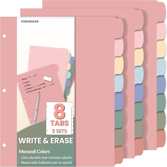 Forvencer 8-Tab Binder Dividers by Forvencer