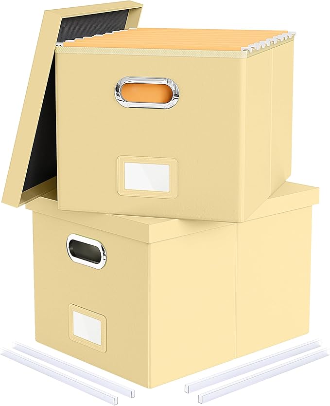 Oterri 2 Pack File Storage Organizer Box, Portable Document Box by Oterri