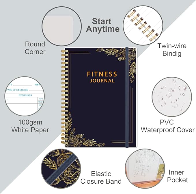 Simplified Fitness Journal for Women & Men, A5 Workout Journal/Planner Daily - Image 2