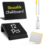 12 Pack Mini Chalkboard Signs for Food, 4”x3” Small Reusable Chalk Board Signs by Tickselect