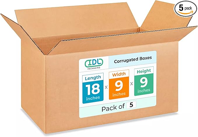 Long Moving & Shipping Boxes 18 x 9 x 9 inches by IDLPackaging