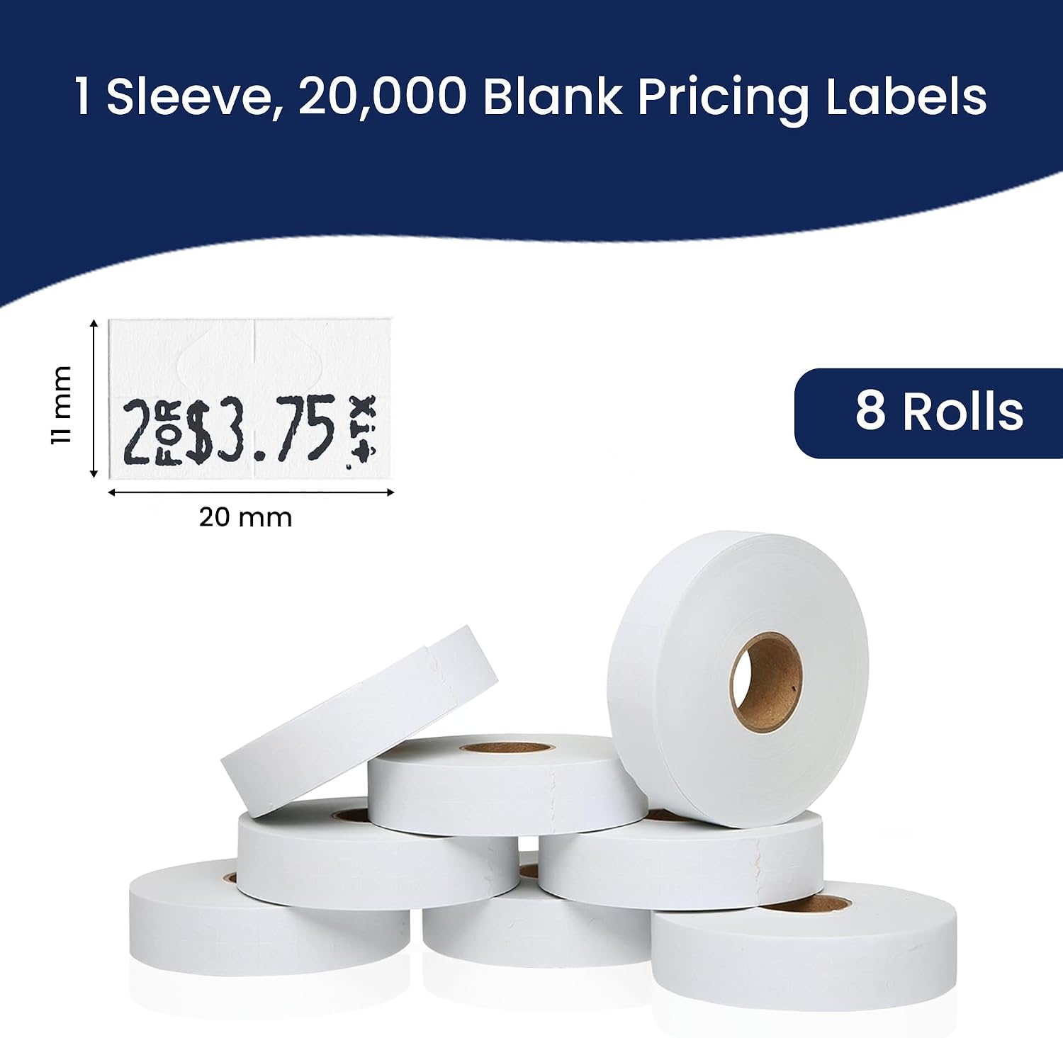 Pricing Labels for Monarch 1131 White - 20,000 Labels w/ 8 Rolls Value Pack, 1 Sleeve - Made in USA
