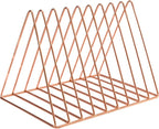 Sooyee 9 Slot Rose Gold Magazine Holder, Desktop File Sorter Organizer Triangle - Image 5