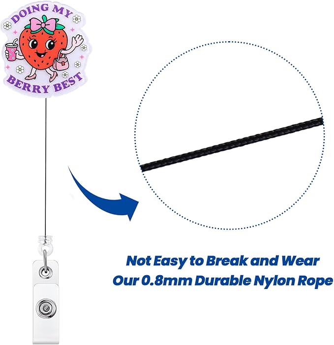 Doing My Berry Best Cute Strawberry Badge Reel, Retractable ID Card Badge - Image 5