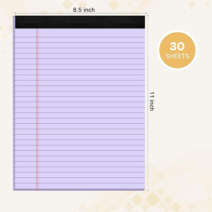 360 Sheets Purple Legal Pads 8.5" x 11" Pack of 12 Note Pads Wide Ruled Lined - Image 2