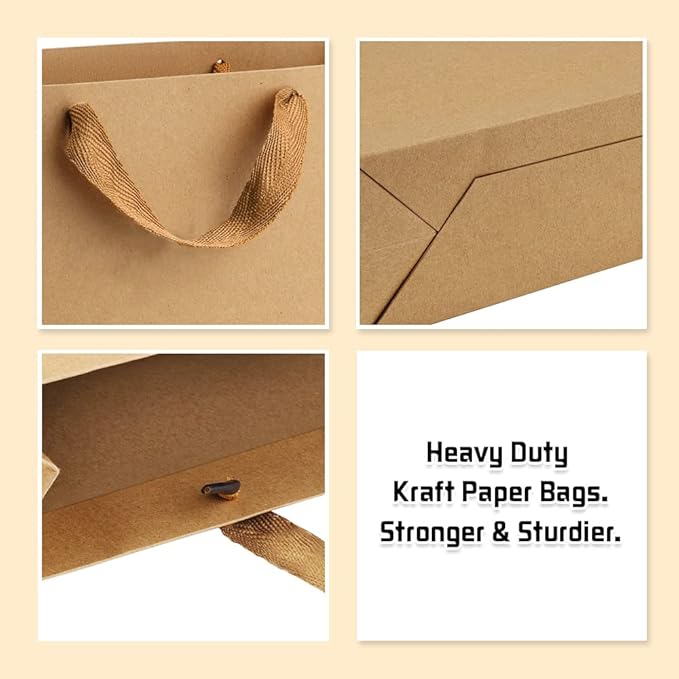 BagDream Brown Gift Bags with Handles 8x4x11 Inch 50pcs Brown Kraft Paper Bags - Image 6